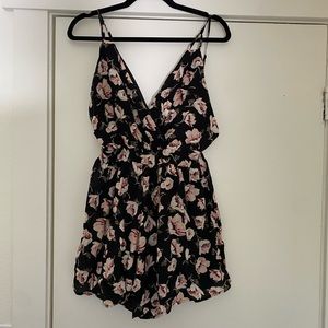 Black Floral Romper